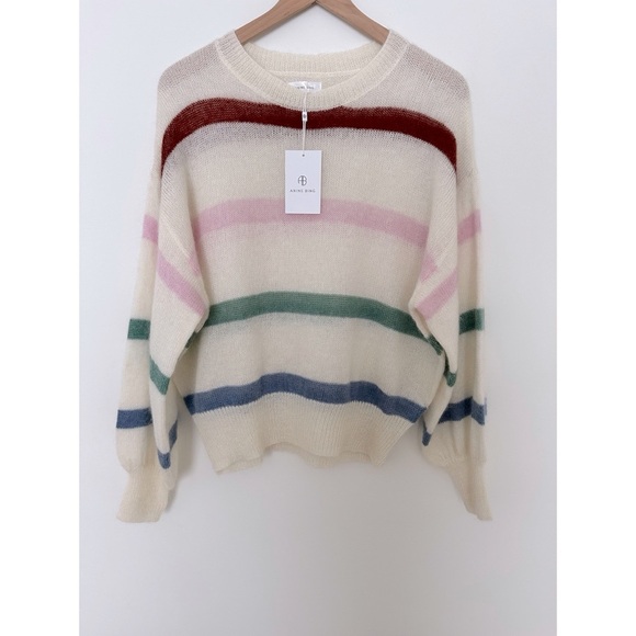 New ANINE BING Lydia Stripe Wool Sweater - Picture 4 of 14